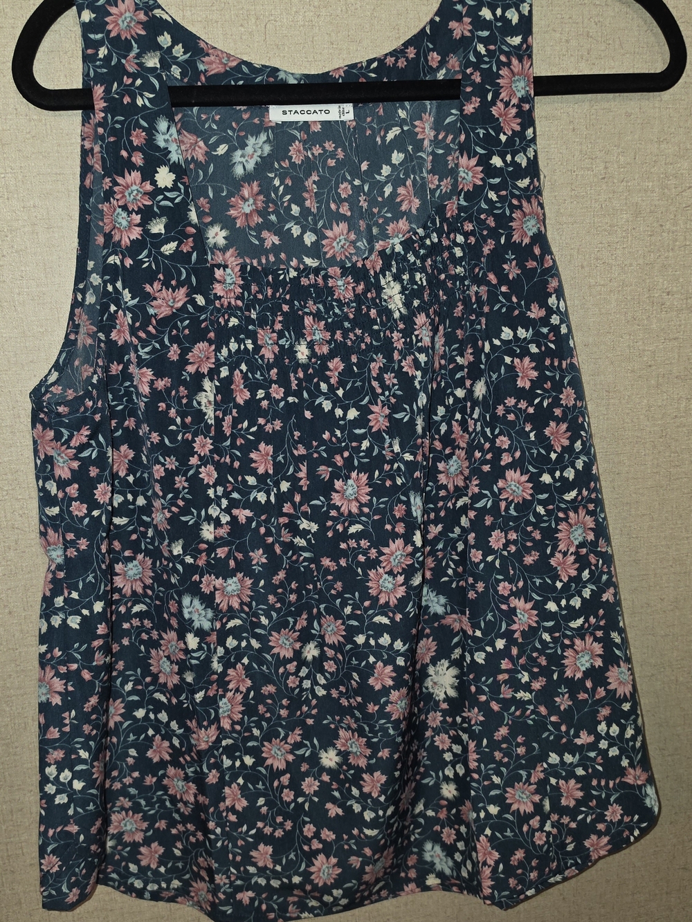 Staccato Navy Floral Tank - Pink & White Bloom.